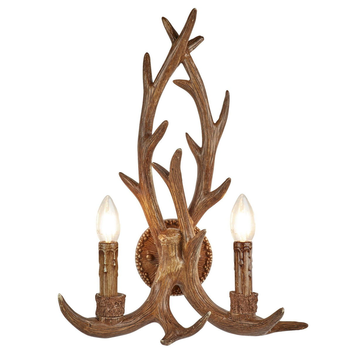 Searchlight - 6412-2BR - Searchlight Stag 2Lt Wall Light - Brown Resin Search Light Part Number 6412-2BR