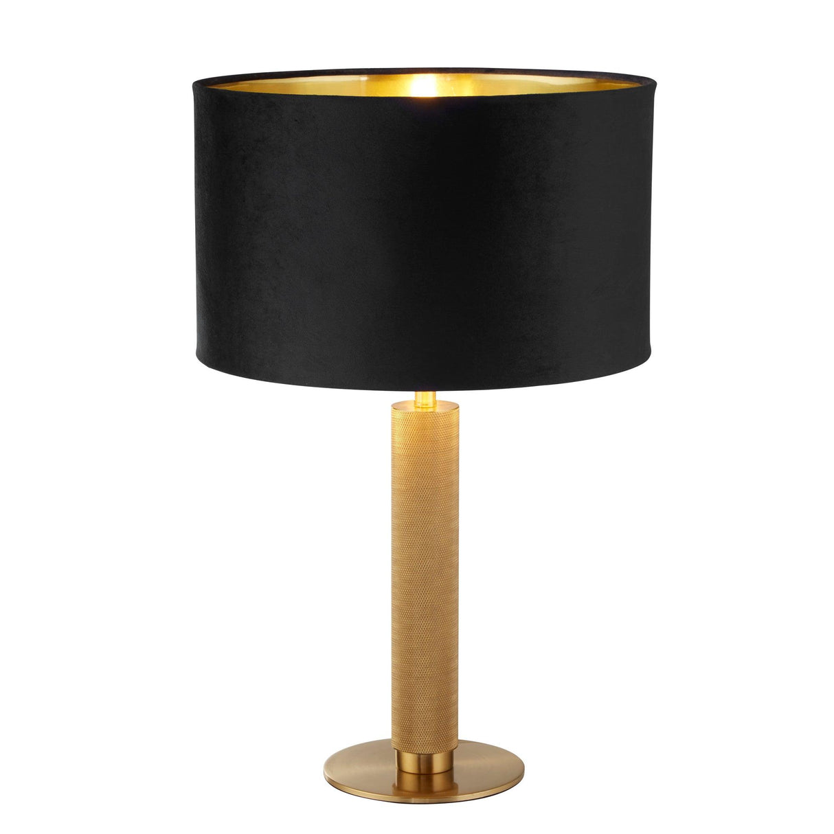 Searchlight - 65721BK - Searchlight London Table Lamp - Knurled Brass & Black Velvet Shade Search Light Part Number 65721BK