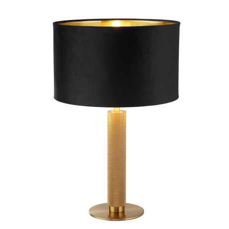 Searchlight - 65721BK - Searchlight London Table Lamp - Knurled Brass & Black Velvet Shade Search Light Part Number 65721BK