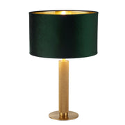 Searchlight - 65721GR - Searchlight London Table Lamp - Knurled Brass & Green Velvet Shade Search Light Part Number 65721GR