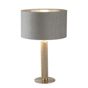 Searchlight - 65721GY - Searchlight London Table Lamp- Knurled Satin Silver & Grey Velvet Shade Search Light Part Number 65721GY