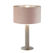 Searchlight - 65721PI - Searchlight London Table Lamp- Knurled Satin Silver & Pink Velvet Shade Search Light Part Number 65721PI