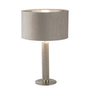 Searchlight - 65721TA - Searchlight London Table Lamp- Knurled Satin Silver & Taupe Velvet Shade Search Light Part Number 65721TA