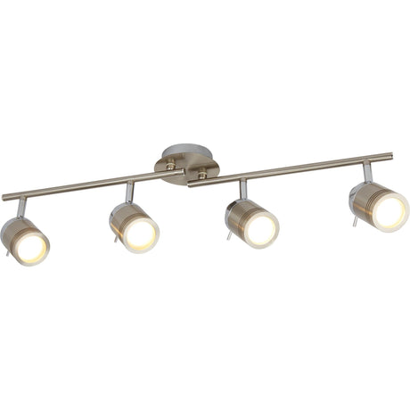 Searchlight - 6604SS - Searchlight Samson 4Lt Split Bar Spotlight - Satin Silver Metal Search Light Part Number 6604SS