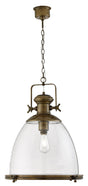 Searchlight - 6659 - Searchlight Industrial Pendant - Painted Antique Brass & Clear Glass Search Light Part Number 6659