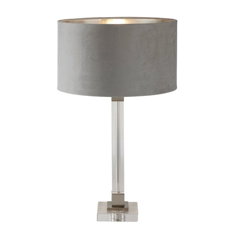 Searchlight - 67521GY - Searchlight Scarborough Table Lamp - Crystal, Satin Nickel & Grey Velvet Search Light Part Number 67521GY