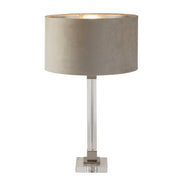 Searchlight - 67521TA - Searchlight Scarborough Table Lamp-Crystal, Satin Nickel & Taupe Velvet Search Light Part Number 67521TA