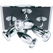 Searchlight - 7494 - Searchlight Comet 4Lt Square Spotlight - Matt Black & Polished Chrome Search Light Part Number 7494