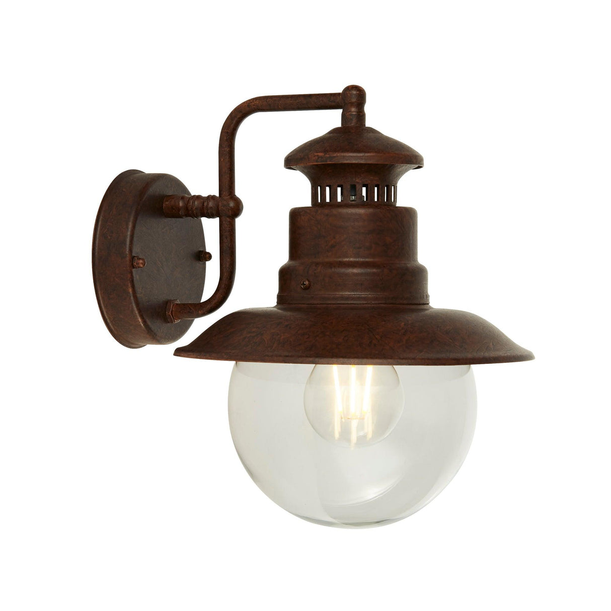 Searchlight - 7652RU - Searchlight Station Outdoor Wall Light - Rustic Brown Metal & Glass Search Light Part Number 7652RU