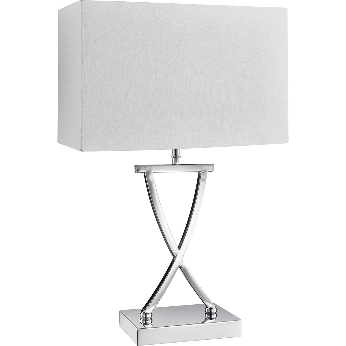 Searchlight - 7923CC - Searchlight Club Table Lamp - Chrome Metal & White Faux Silk Shade Search Light Part Number 7923CC