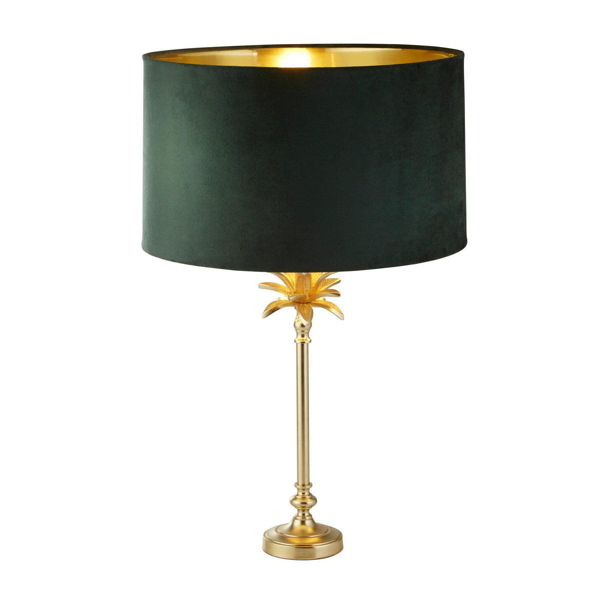 Searchlight - 81210GR - Searchlight Palm Table Lamp - Satin Brass Metal & Green Velvet Shade Search Light Part Number 81210GR