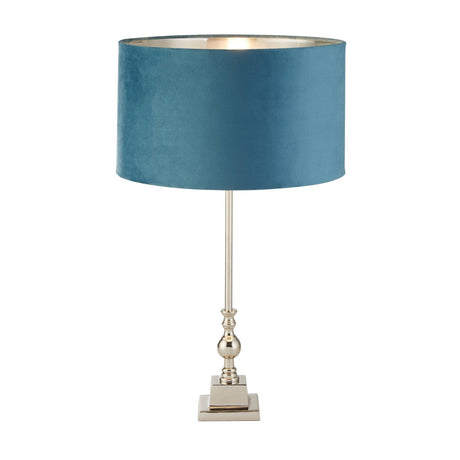 Searchlight - 81214TE - Searchlight Whitby Table Lamp - Chrome Metal & Teal Velvet Shade Search Light Part Number 81214TE