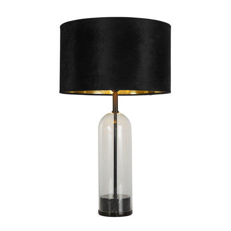 Searchlight - 81710BK - Searchlight Oxford Table Lamp- Glass, Black Metal, Marble & Black Velvet Search Light Part Number 81710BK