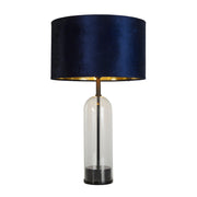 Searchlight - 81711AZ - Searchlight Oxford Table Lamp- Glass, Black Metal, Marble & Navy Velvet Search Light Part Number 81711AZ