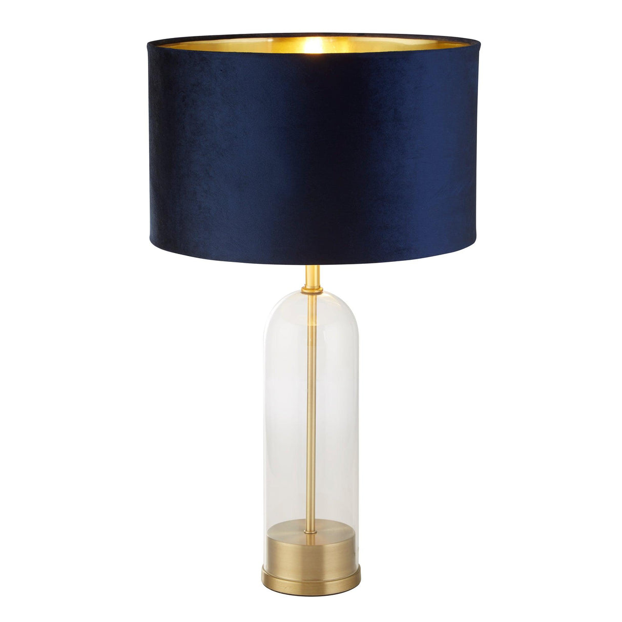 Searchlight - 81712AZ - Searchlight Oxford Table Lamp- Glass, Brass Metal & Navy Velvet Shade Search Light Part Number 81712AZ