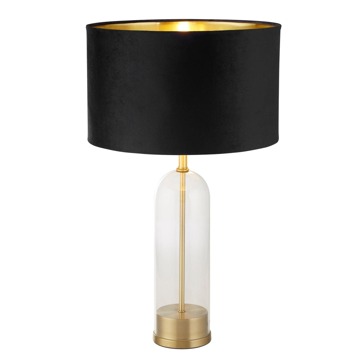 Searchlight - 81712BK - Searchlight Oxford Table Lamp - Glass, Brass Metal & Black Velvet Shade Search Light Part Number 81712BK