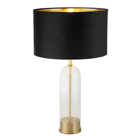 Searchlight - 81712BK - Searchlight Oxford Table Lamp - Glass, Brass Metal & Black Velvet Shade Search Light Part Number 81712BK