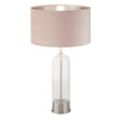 Searchlight - 81713PI - Searchlight Oxford Table Lamp - Glass, Satin Nickel & Pink Velvet Shade Search Light Part Number 81713PI