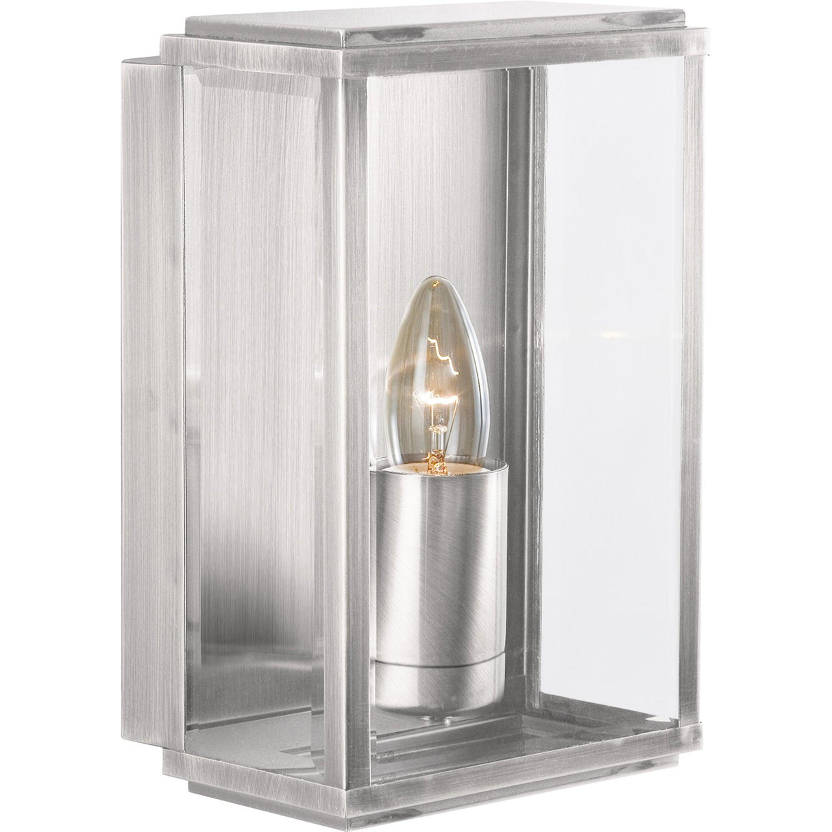 Searchlight - 8204SS - Searchlight Box Outdoor Wall Light - Satin Silver Metal & Glass Search Light Part Number 8204SS