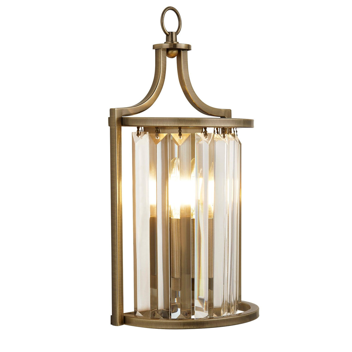 Searchlight - 8571AB - Searchlight Victoria Wall Light - Antique Brass Metal & Clear Crystal Search Light Part Number 8571AB