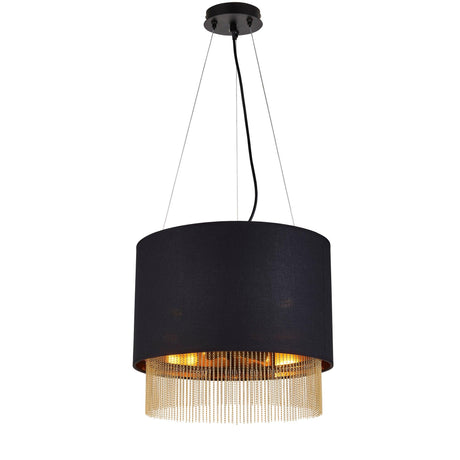 Searchlight - 8723-3BK - Searchlight Fringe 3Lt Ceiling Pendant - Black Shade & Gold Chain Search Light Part Number 8723-3BK