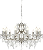 Searchlight - 87312-12SS - Searchlight Paris 12Lt Chandelier - Satin Silver & Clear Crystal Drops Search Light Part Number 87312-12SS