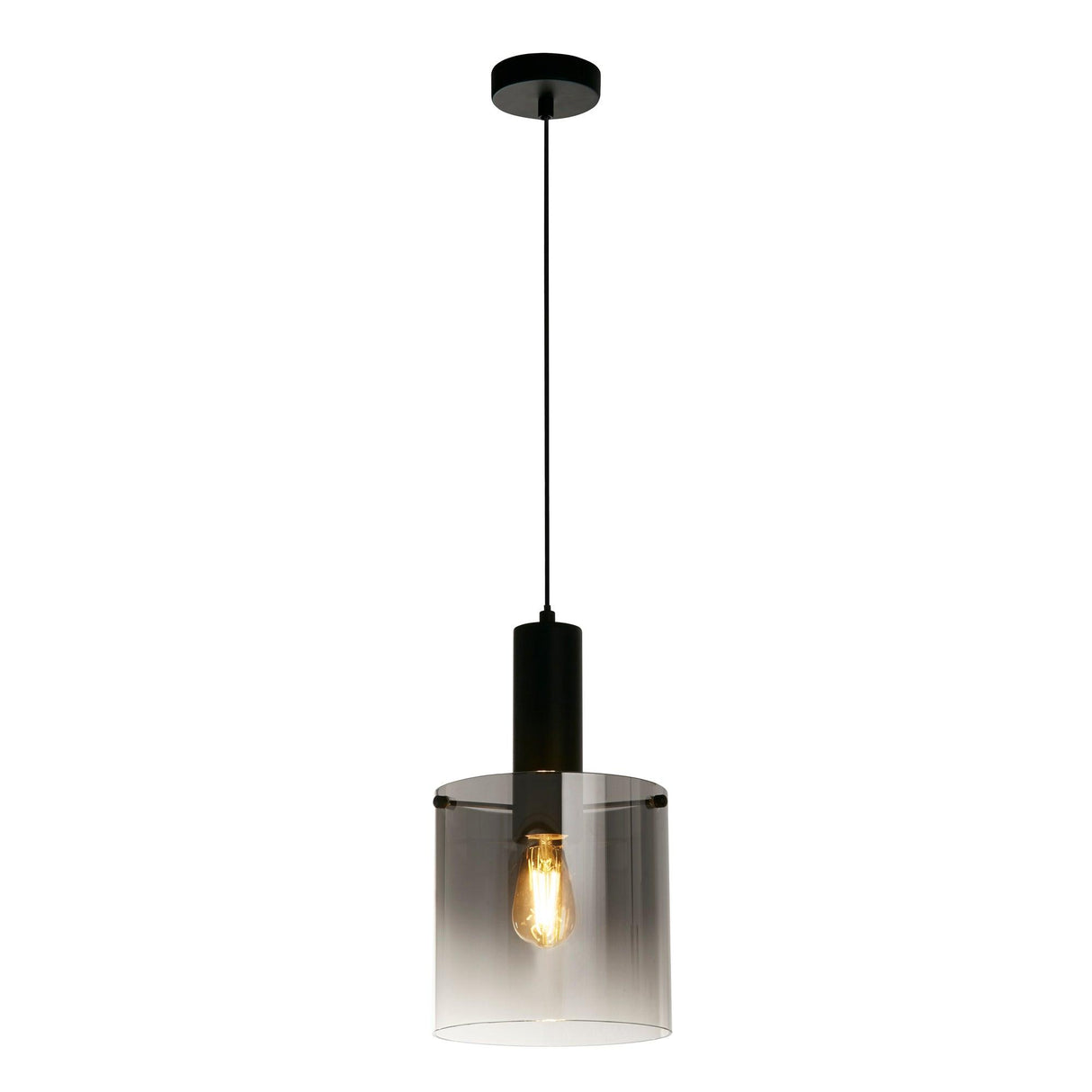 Searchlight - 88910-1BK - Searchlight Sweden Pendant - Matt Black Metal & Smoked Ombre Glass Search Light Part Number 88910-1BK