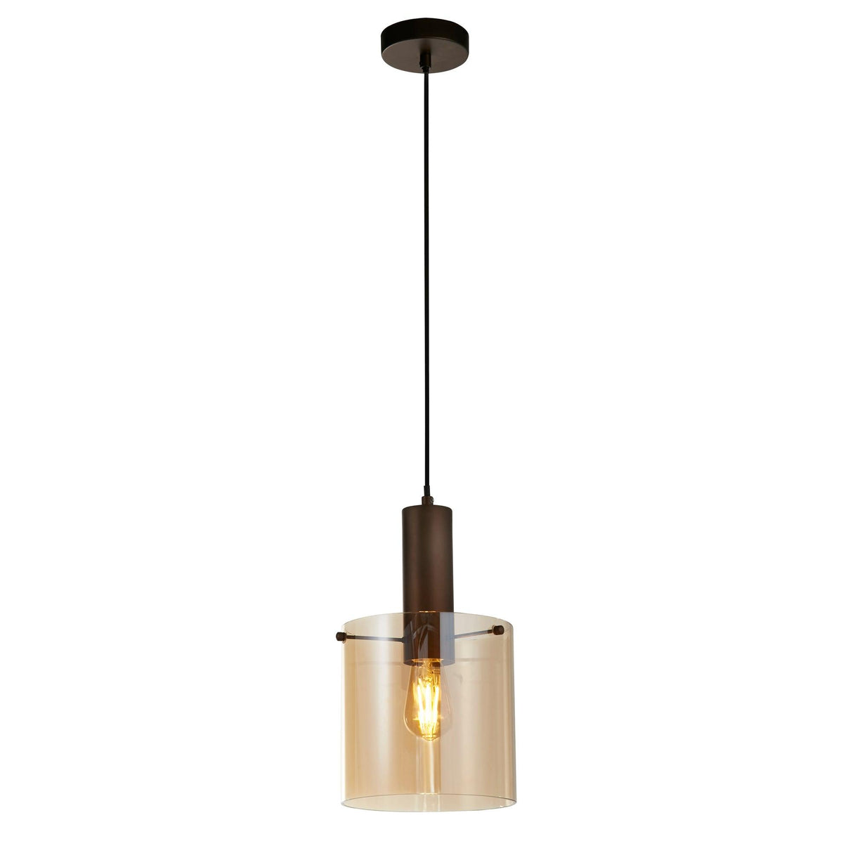 Searchlight - 88910-1MO - Searchlight Sweden Pendant - Mocha Metal & Amber Glass Search Light Part Number 88910-1MO