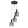 Searchlight - 88910-3BK - Searchlight Sweden 3Lt Multi-Drop Pendant - Black Metal & Smoked Glass Search Light Part Number 88910-3BK