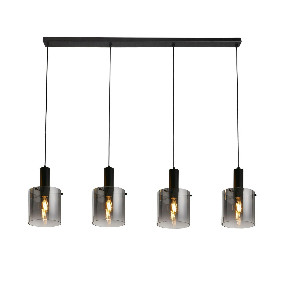 Searchlight - 88910-4BK - Searchlight Sweden 4Lt Bar Pendant - Black Metal & Smoked Ombre Glass Search Light Part Number 88910-4BK