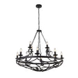 Searchlight - 8912-12BK - Searchlight Cartwheel III 12Lt Pendant - Black Wrought Iron Search Light Part Number 8912-12BK