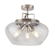 Searchlight - 8973-3SS - Searchlight Boule 3Lt Semi Flush - Silver & Clear Glass Search Light Part Number 8973-3SS