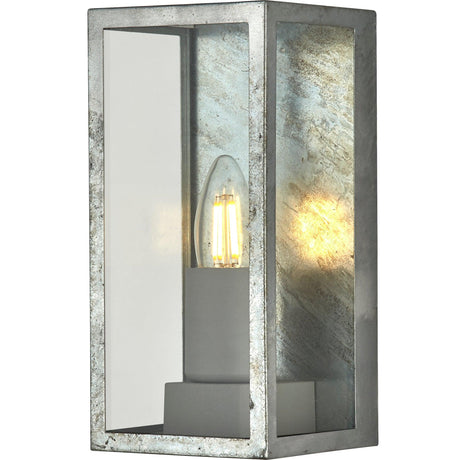 Searchlight - 90151SI - Searchlight Box II Outdoor Wall Light - Galvanised Silver Metal & Glass Search Light Part Number 90151SI