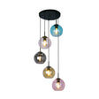 Searchlight - 94005-5BK - Searchlight Mardi Gras II 5Lt Pendant - Black Metal & Coloured Glass Search Light Part Number 94005-5BK