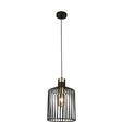 Searchlight - 9413BK - Searchlight Bird Cage Pendant - Black & Satin Brass Metal Search Light Part Number 9413BK