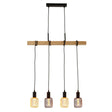 Searchlight - 95041-4BR - Searchlight Woody 4Lt Bar Pendant - Natural Wood & Black Metal Search Light Part Number 95041-4BR