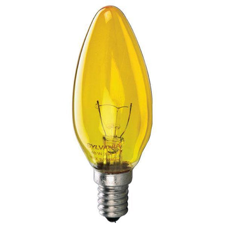 Sylvania - FL-CP-CND40SESY SYL - Sylvania Candle 240V 40W SES E14 Small Edison Screwed Cap Yellow