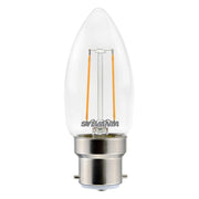 Sylvania - FL-CP-LCND2.5BCCVWW SLI - Sylvania LED Filament Sylvania Retro LED Candle 2.5W (25W eq.) BC Clear Very Warm White Part Number = 0029370