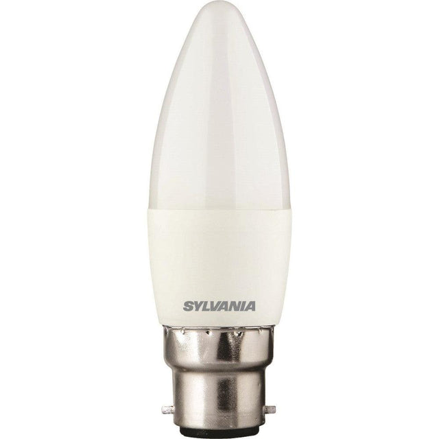 Sylvania - FL-CP-LCND4.5BCOVWW SYL - Sylvania Sylvania LED Candle 4.5W (40W eq.) B22d Opal Very Warm White MPN = 29606