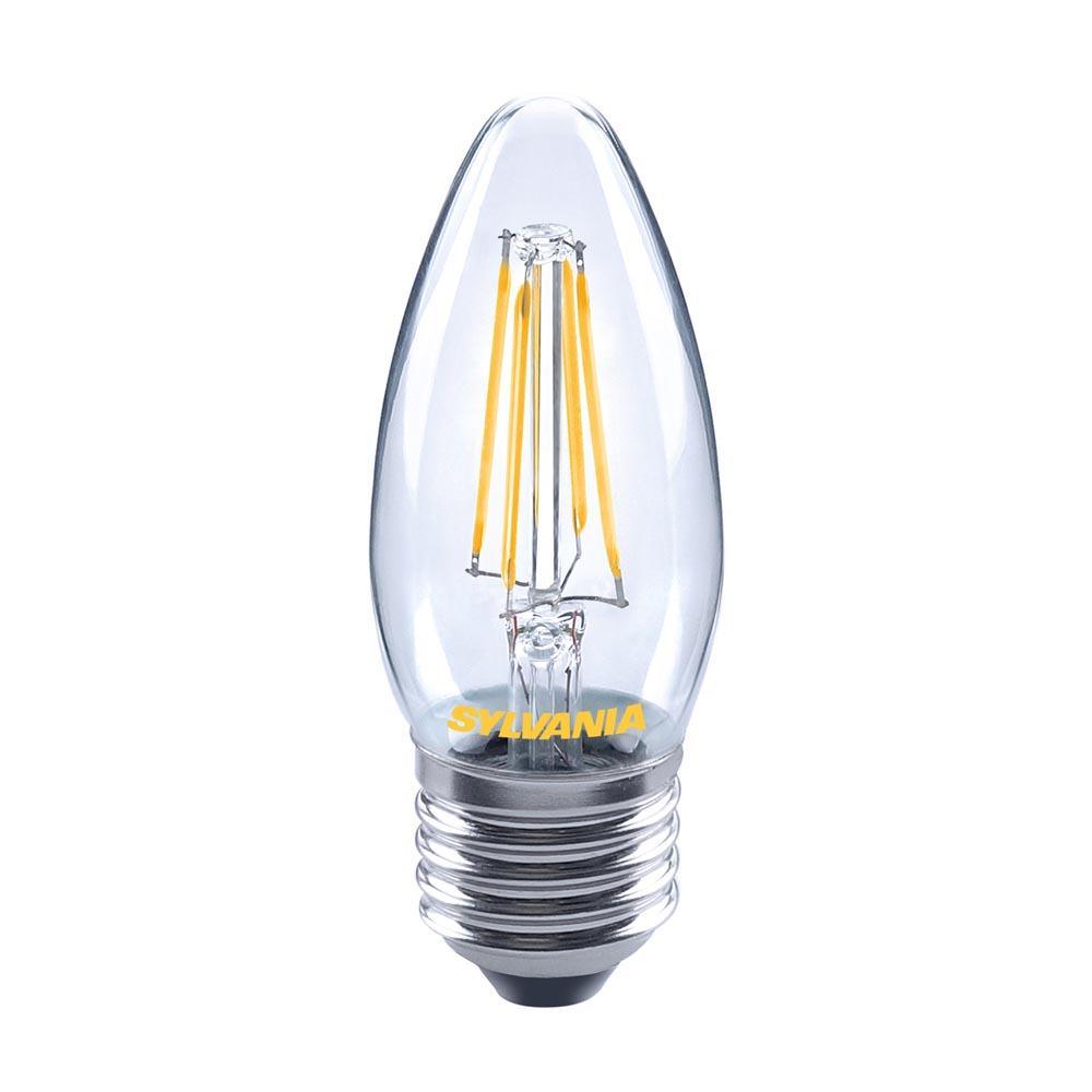 Sylvania - FL-CP-LCND4.5ESCVWW/DIM SYL - Sylvania LED Candle 4.5W E27 Edison Screwed Cap 827 2,700K Clear Dimmable